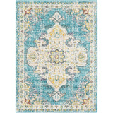 Chahira Teal Vintage Distressed Medallion Area Rug - 6'7" x 9'