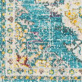 Chahira Teal Vintage Distressed Medallion Area Rug - 6'7" x 9'