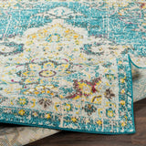 Chahira Teal Vintage Distressed Medallion Area Rug - 6'7" x 9'