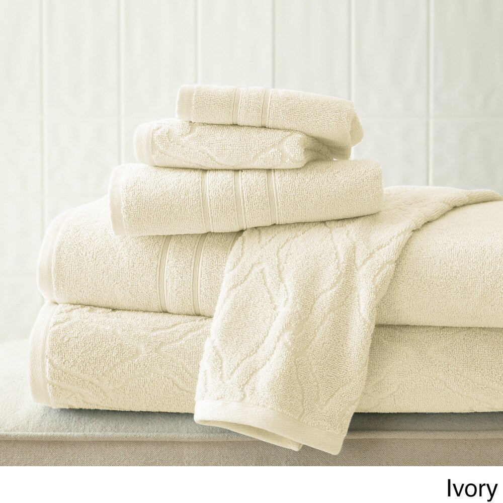 Amraupur Overseas Chain Jacquard 6-piece Combed Cotton Towel Set