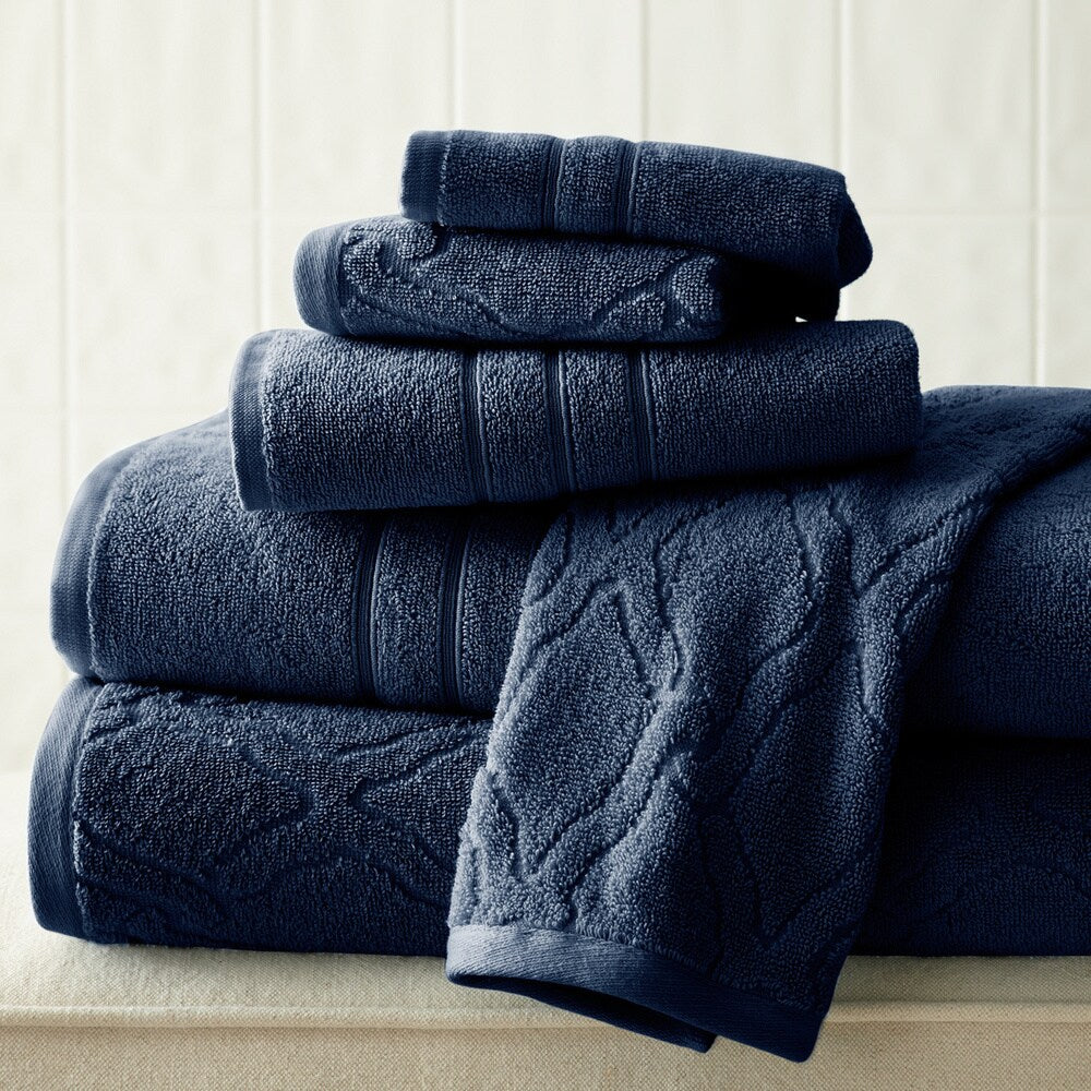 Amraupur Overseas Chain Jacquard 6-piece Combed Cotton Towel Set