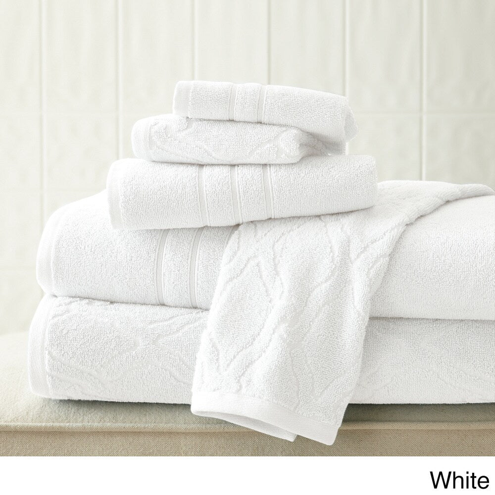 Amraupur Overseas Chain Jacquard 6-piece Combed Cotton Towel Set