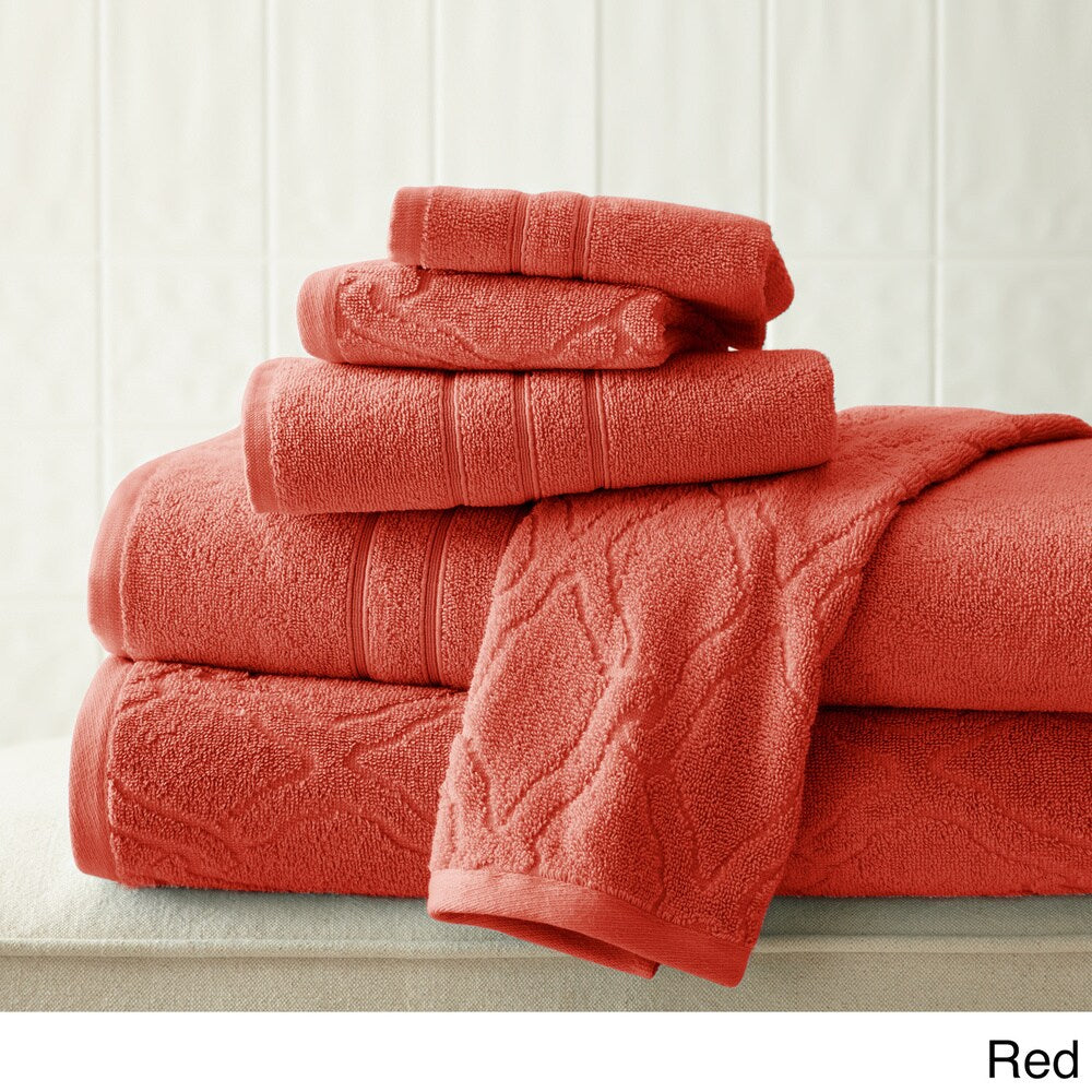 Amraupur Overseas Chain Jacquard 6-piece Combed Cotton Towel Set