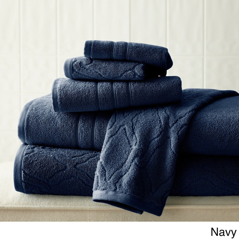 Amraupur Overseas Chain Jacquard 6-piece Combed Cotton Towel Set