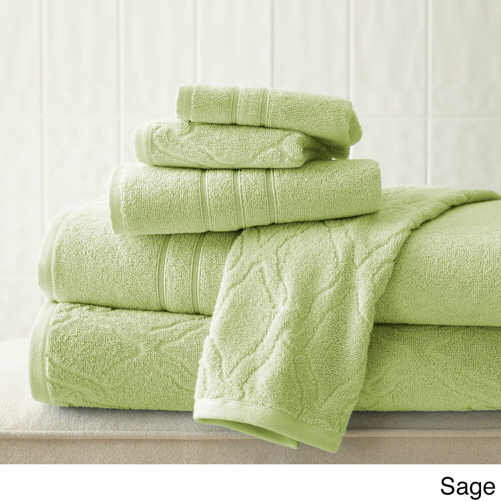Amraupur Overseas Chain Jacquard 6-piece Combed Cotton Towel Set