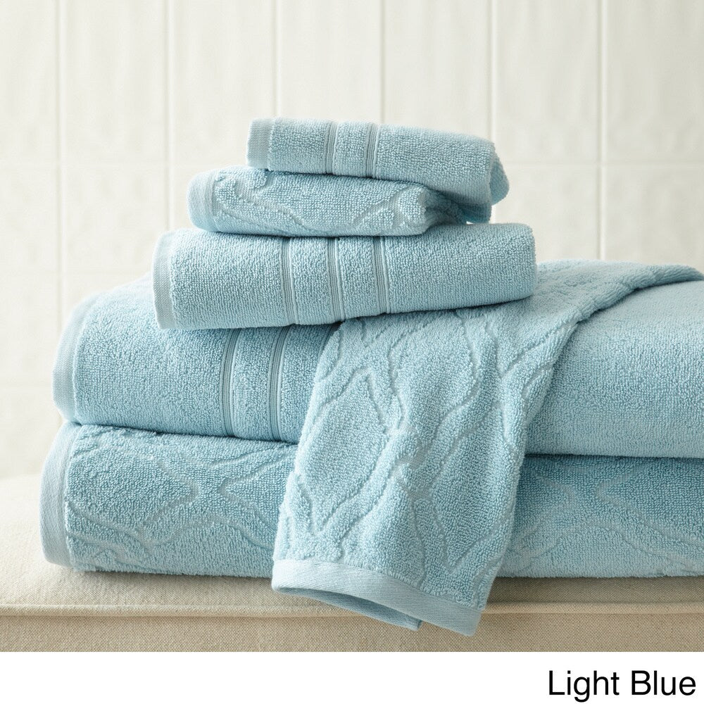 Amraupur Overseas Chain Jacquard 6-piece Combed Cotton Towel Set