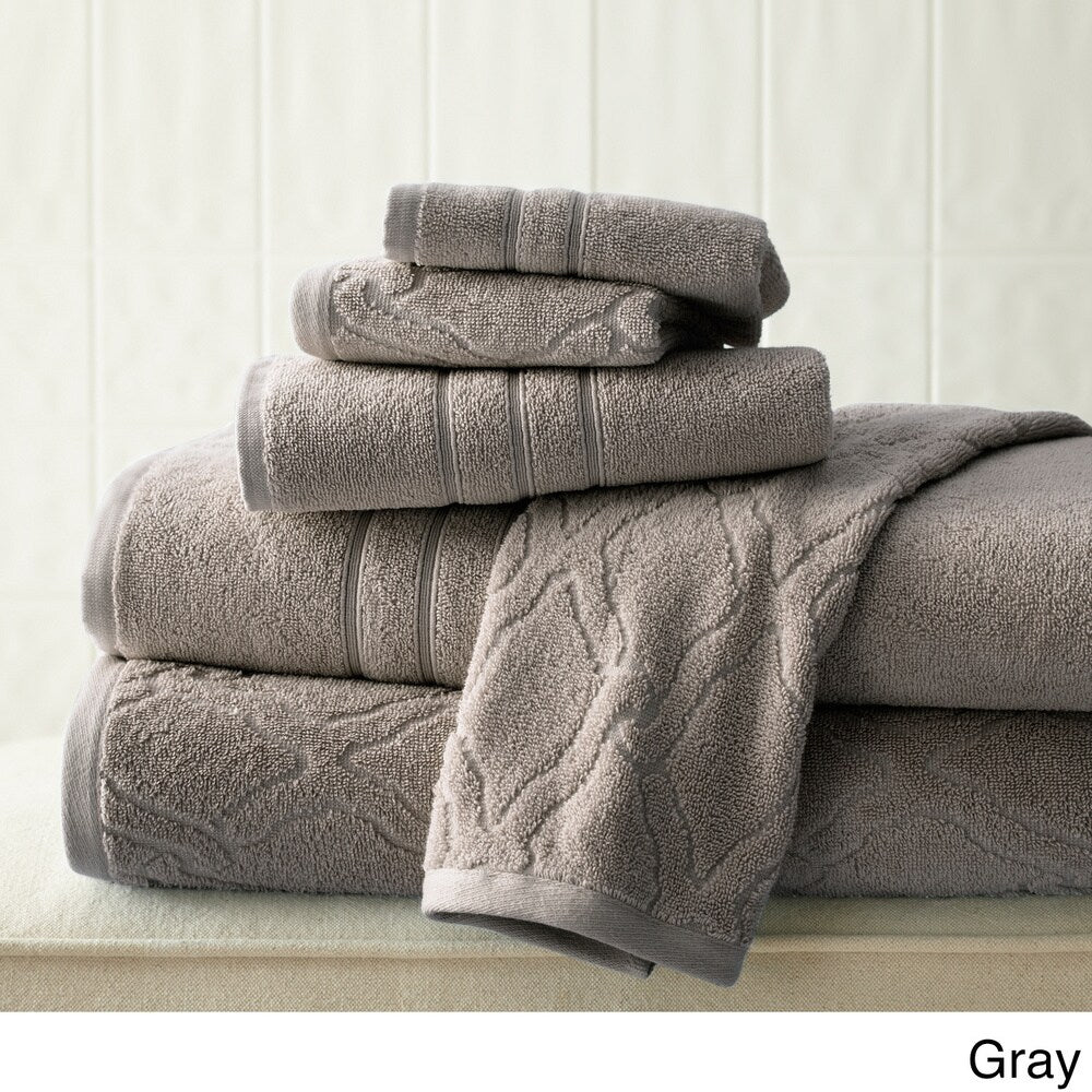 Amraupur Overseas Chain Jacquard 6-piece Combed Cotton Towel Set