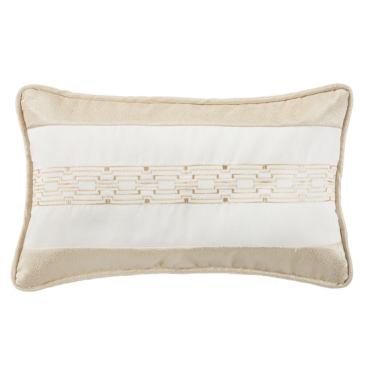 Chain Link Embroidery Pillow on Champaign Bubble Jacquard , 16x26