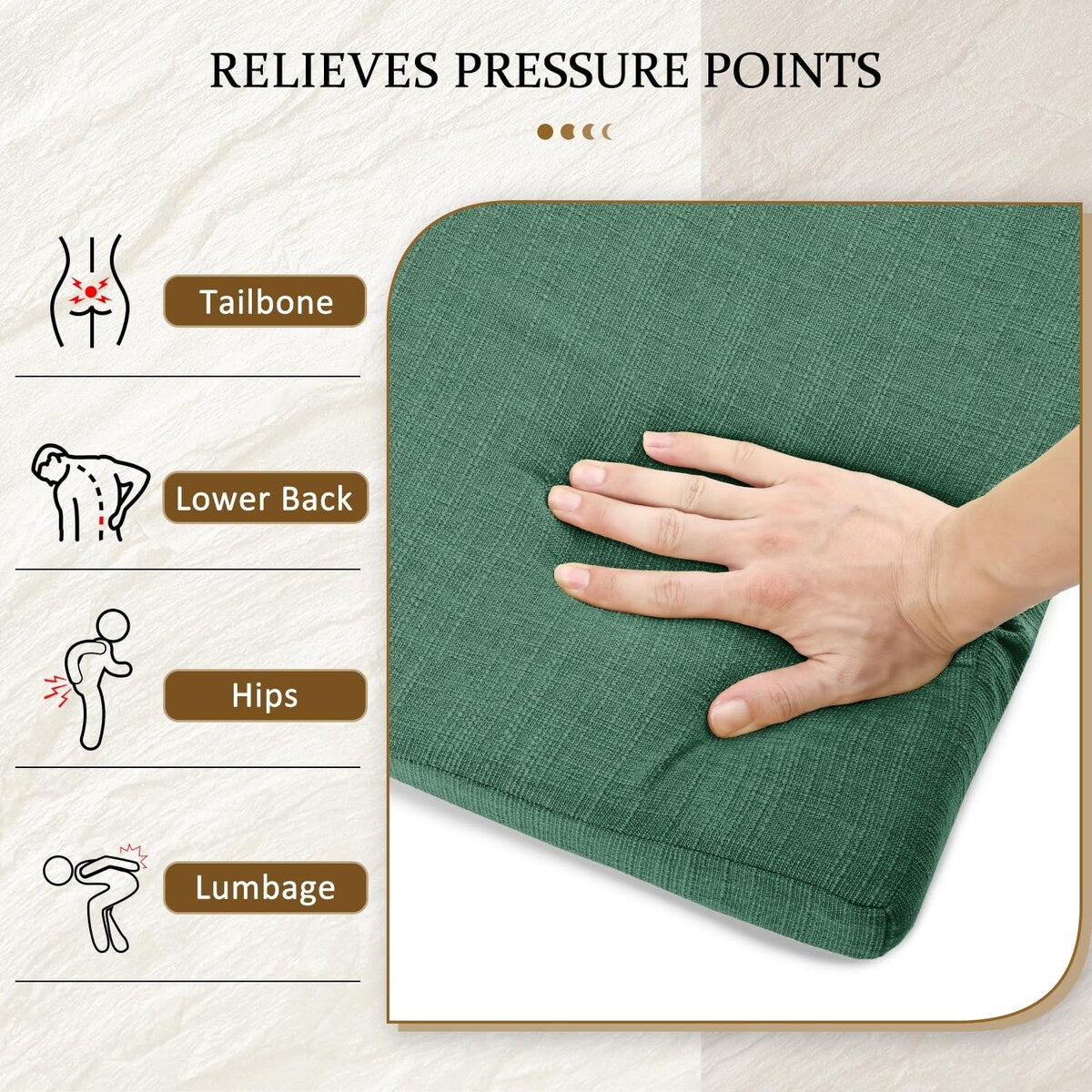 Chair Cushions for Dining Chairs 4 Pack - Memory Foam Chair Pads with Ties and Non-Slip Backing Seat Cushion 16"X16"X2",