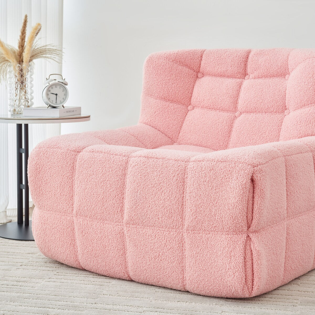 Chair Sofa Sherpa Beanbag Chair Couch Armless Tufted Bean Bag Lounge Soft Comfy Chair, Beige