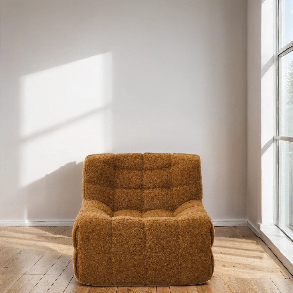 Chair Sofa Sherpa Beanbag Chair Couch Armless Tufted Bean Bag Lounge Soft Comfy Chair, Beige