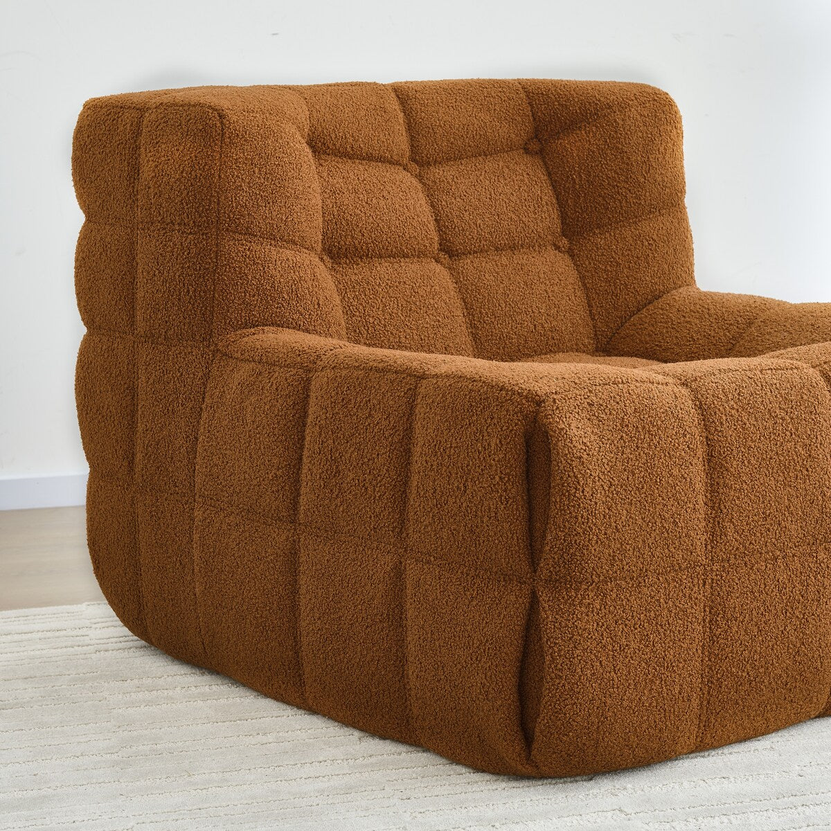 Chair Sofa Sherpa Beanbag Chair Couch Armless Tufted Bean Bag Lounge Soft Comfy Chair, Beige