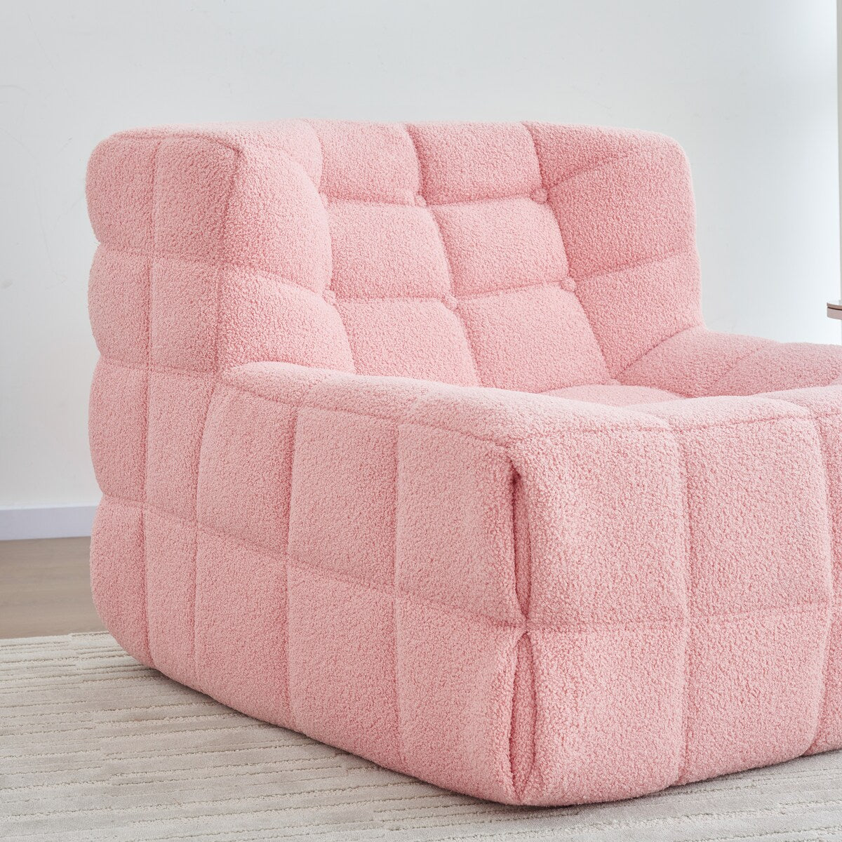 Chair Sofa Sherpa Beanbag Chair Couch Armless Tufted Bean Bag Lounge Soft Comfy Chair, Beige