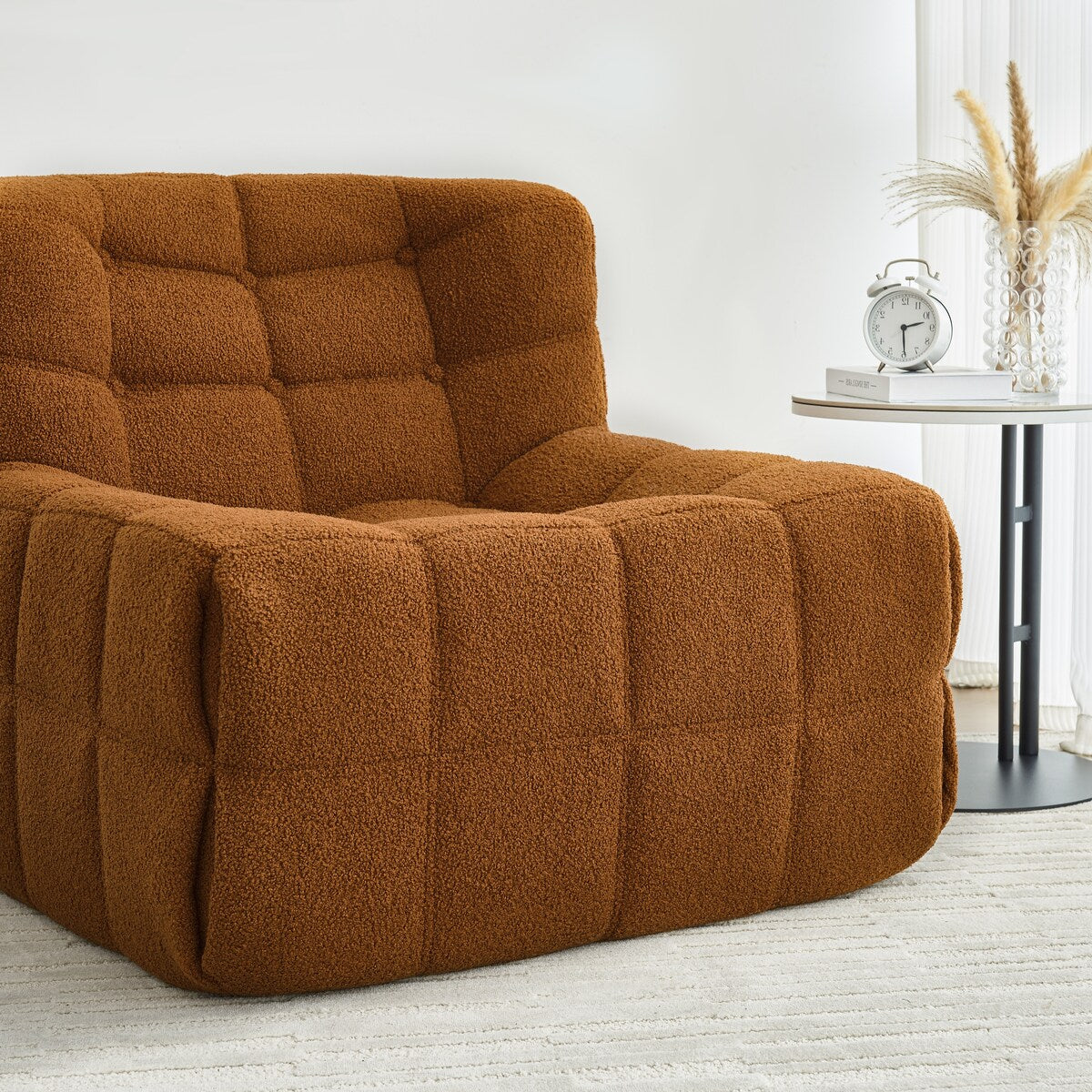 Chair Sofa Sherpa Beanbag Chair Couch Armless Tufted Bean Bag Lounge Soft Comfy Chair, Beige