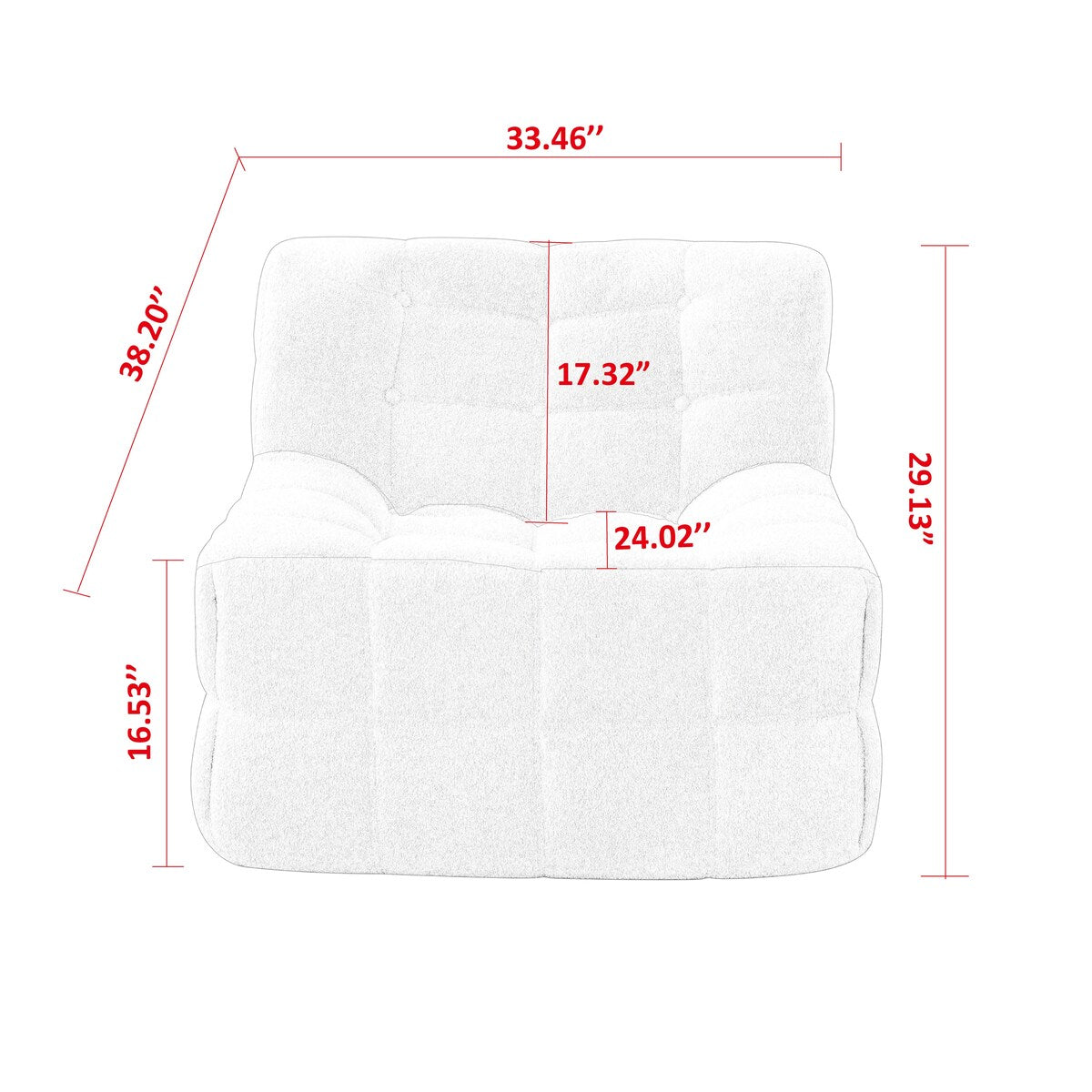 Chair Sofa Sherpa Beanbag Chair Couch Armless Tufted Bean Bag Lounge Soft Comfy Chair, Beige