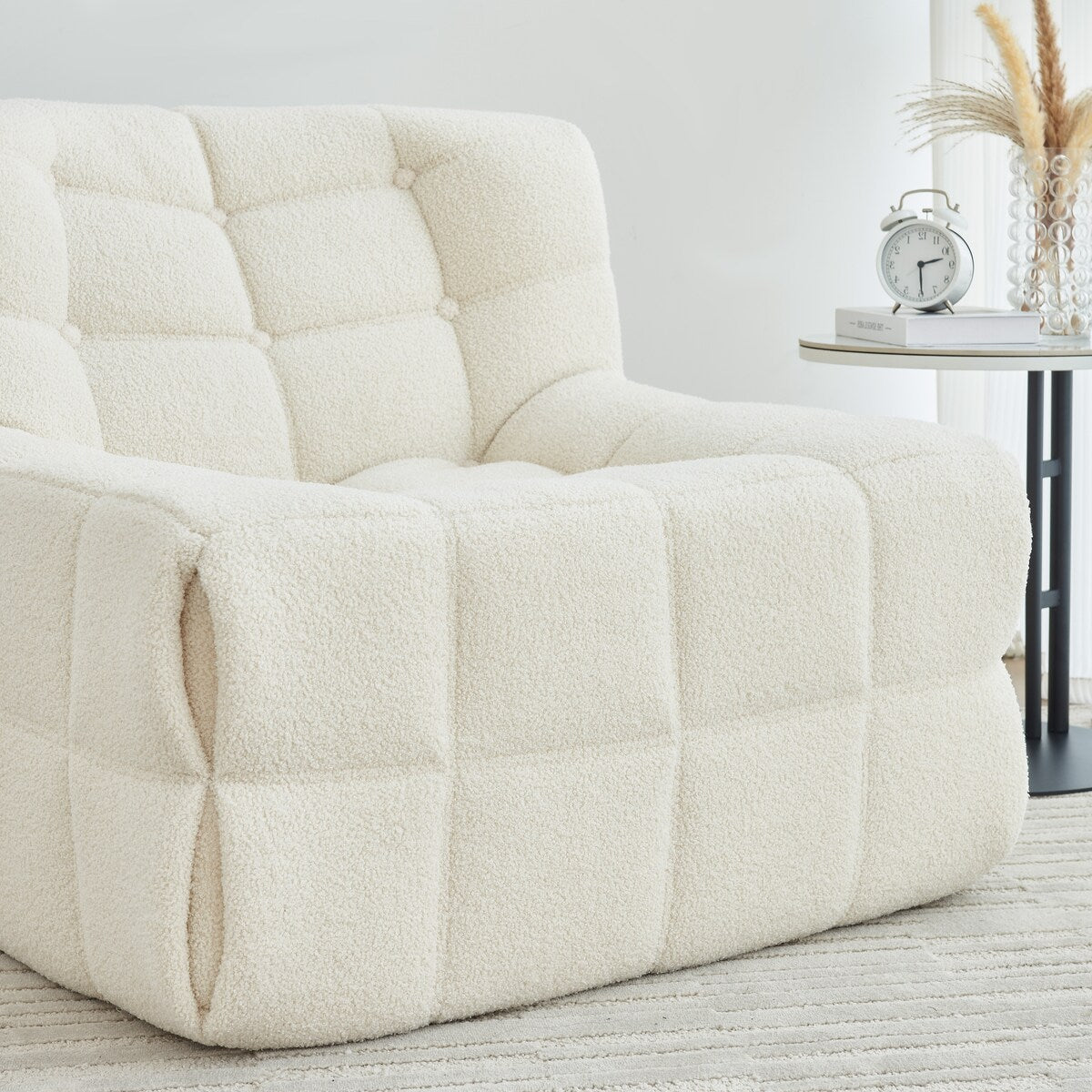 Chair Sofa Sherpa Beanbag Chair Couch Armless Tufted Bean Bag Lounge Soft Comfy Chair, Beige