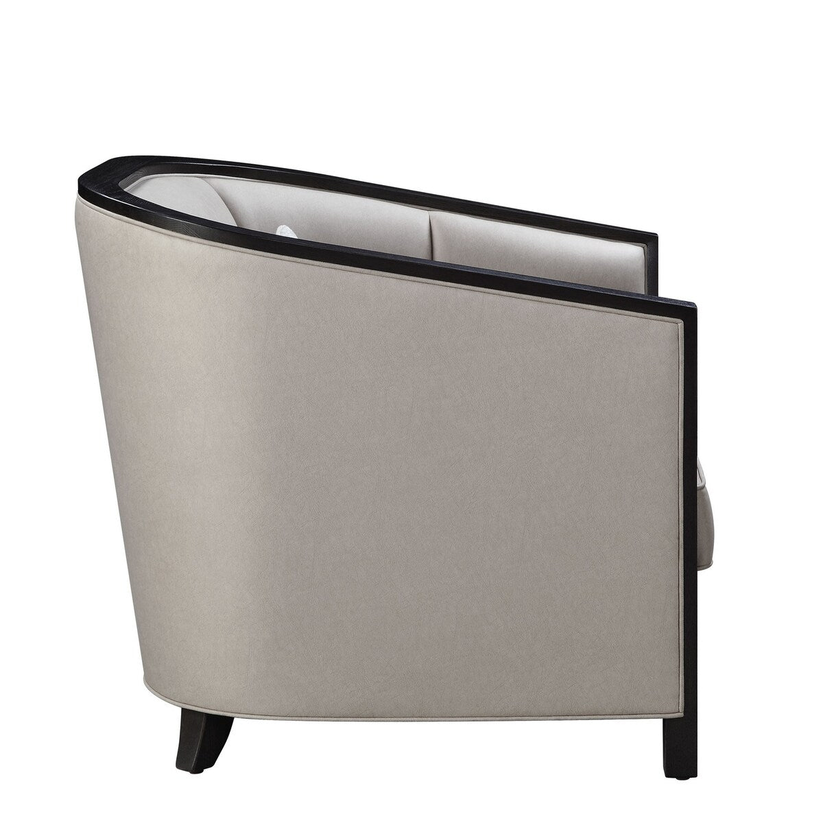 Chair with Curved Fixed Back and Shelter Arms, Beige