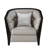 Chair with Curved Fixed Back and Shelter Arms, Beige