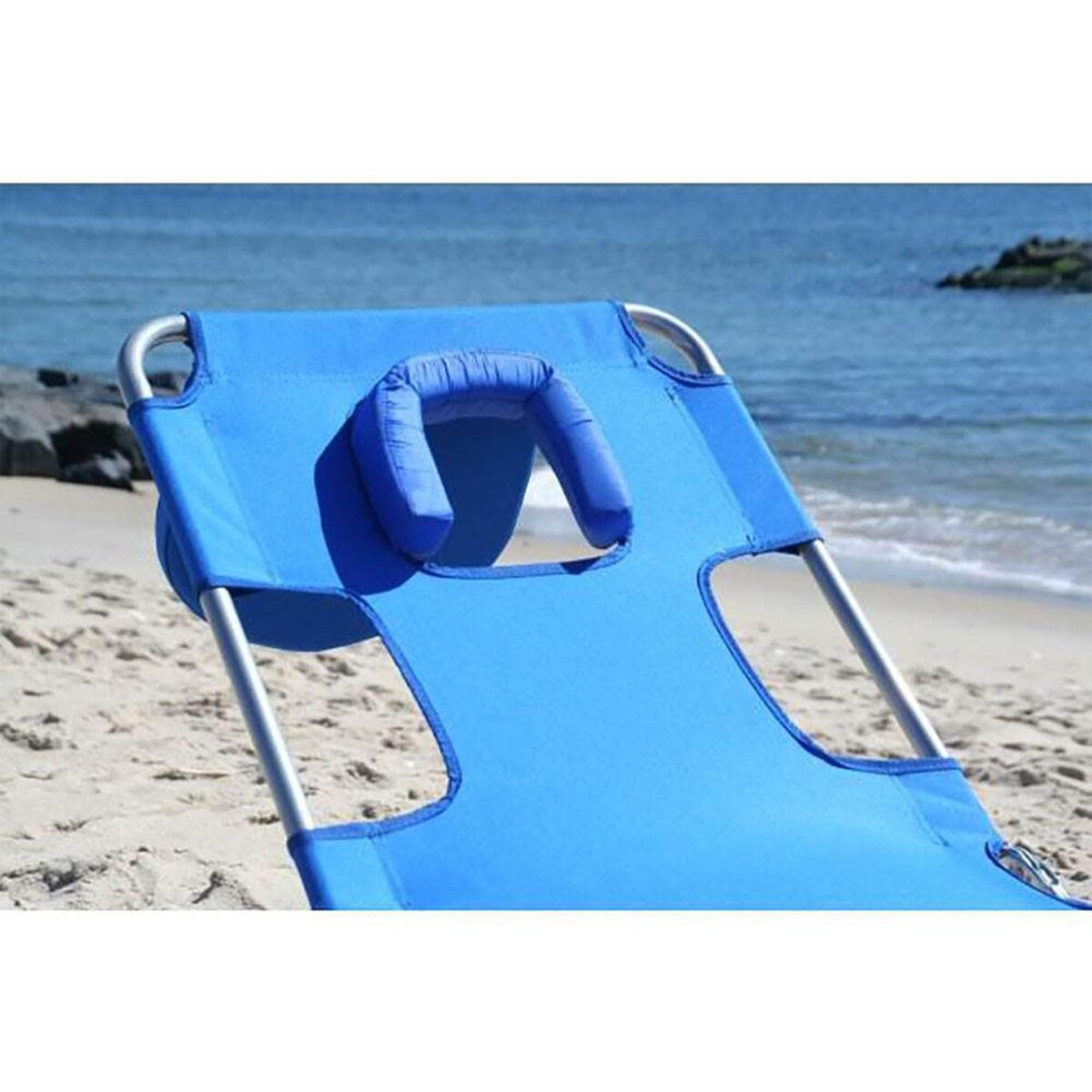 Chaise Lounge Beach Chair with Face Hole Versatile, Folding Lounger,Sunbathing and Reading on Stomach Deluxe,Foldable Laying Out