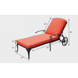 3-Piece Aluminum Reclining Outdoor Chaise Lounge with Table and Cushions