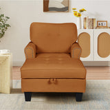 Chaise Lounge Indoor Sleeper Sofa Bed Chair Upholstered Lounge Chair for Bedroom Living Room with Rivets Beige