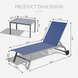 Chaise Lounge Outdoor Set of 2, Lounge Chairs for Outside with Wheels, Outdoor Lounge Chairs with 5 Adjustable Position - N/A
