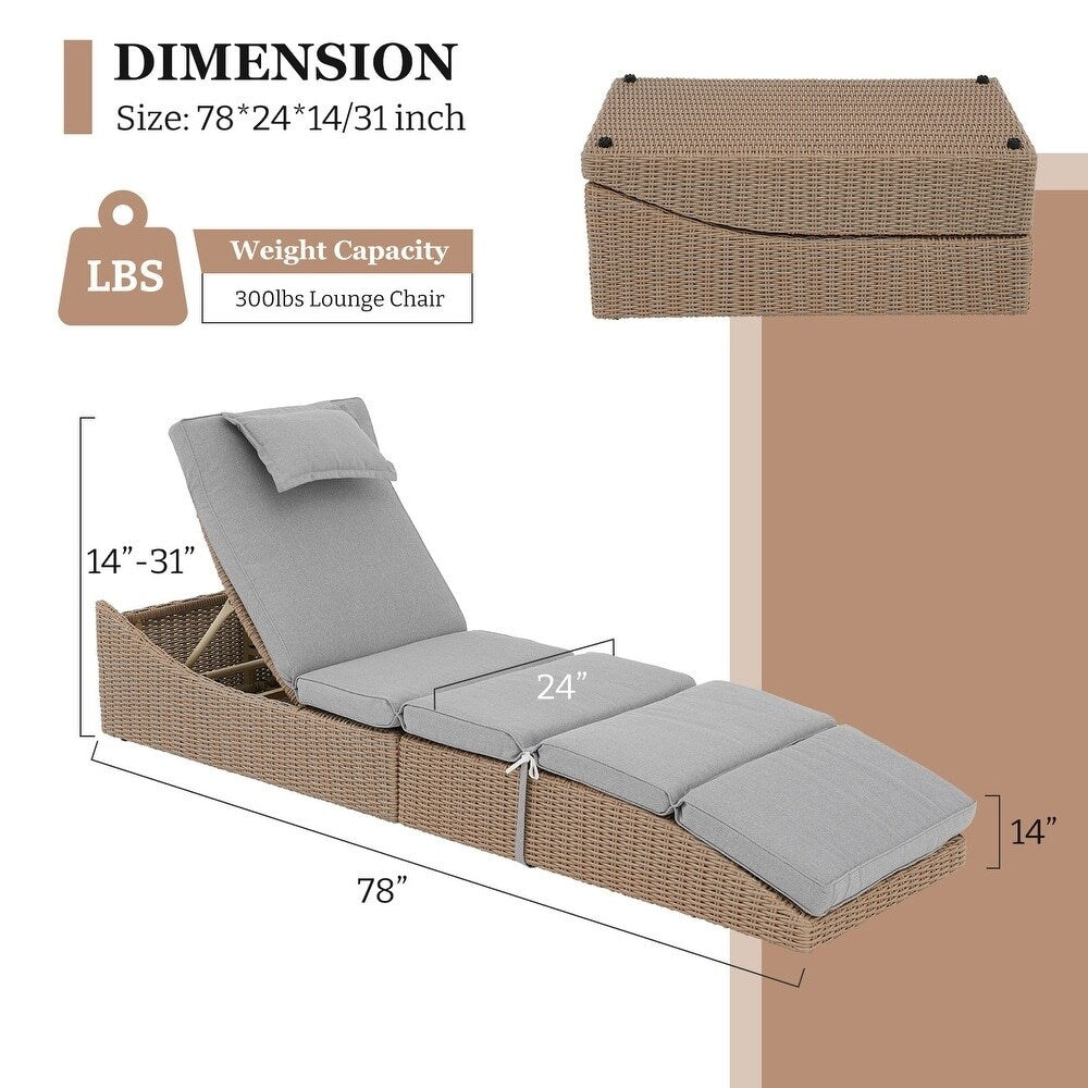 Chaise Lounge Outdoor, Patio Chaise Lounge Chair, Pool Chaise Lounge for Sun Tanning Lay Flat Poolside Lounger