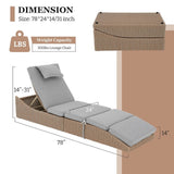 Chaise Lounge Outdoor, Patio Chaise Lounge Chair, Pool Chaise Lounge for Sun Tanning Lay Flat Poolside Lounger