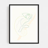 Chameleon Line Drawing Lizard Art Print/Poster