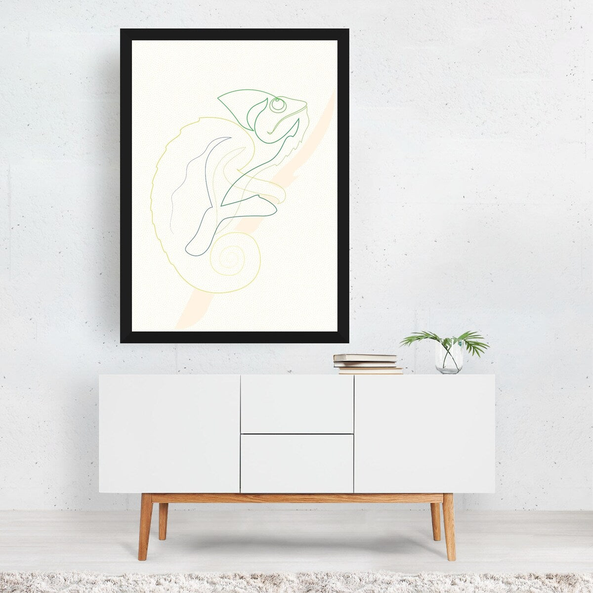 Chameleon Line Drawing Lizard Art Print/Poster