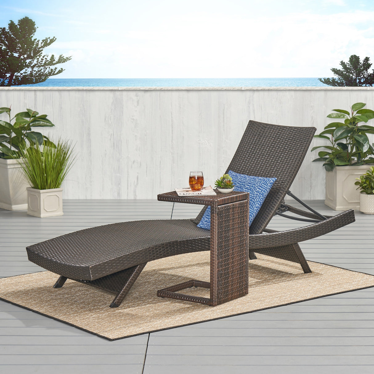 Chaminade Outdoor 2-piece Wicker Adjustable Chaise Lounge Set by Christopher Knight Home