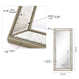 Champagne Bead Beveled Rectangular Wall Mirror - Clear