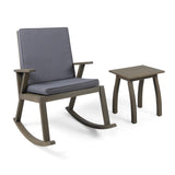 Champlain Outdoor Acacia Wood Rocking Chair with Side Table by Christopher Knight Home