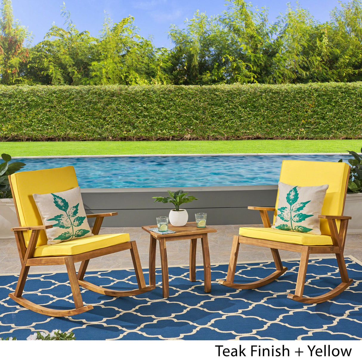 Champlain Acacia 3-piece Outdoor Rocking Chair Chat Set by Christopher Knight Home