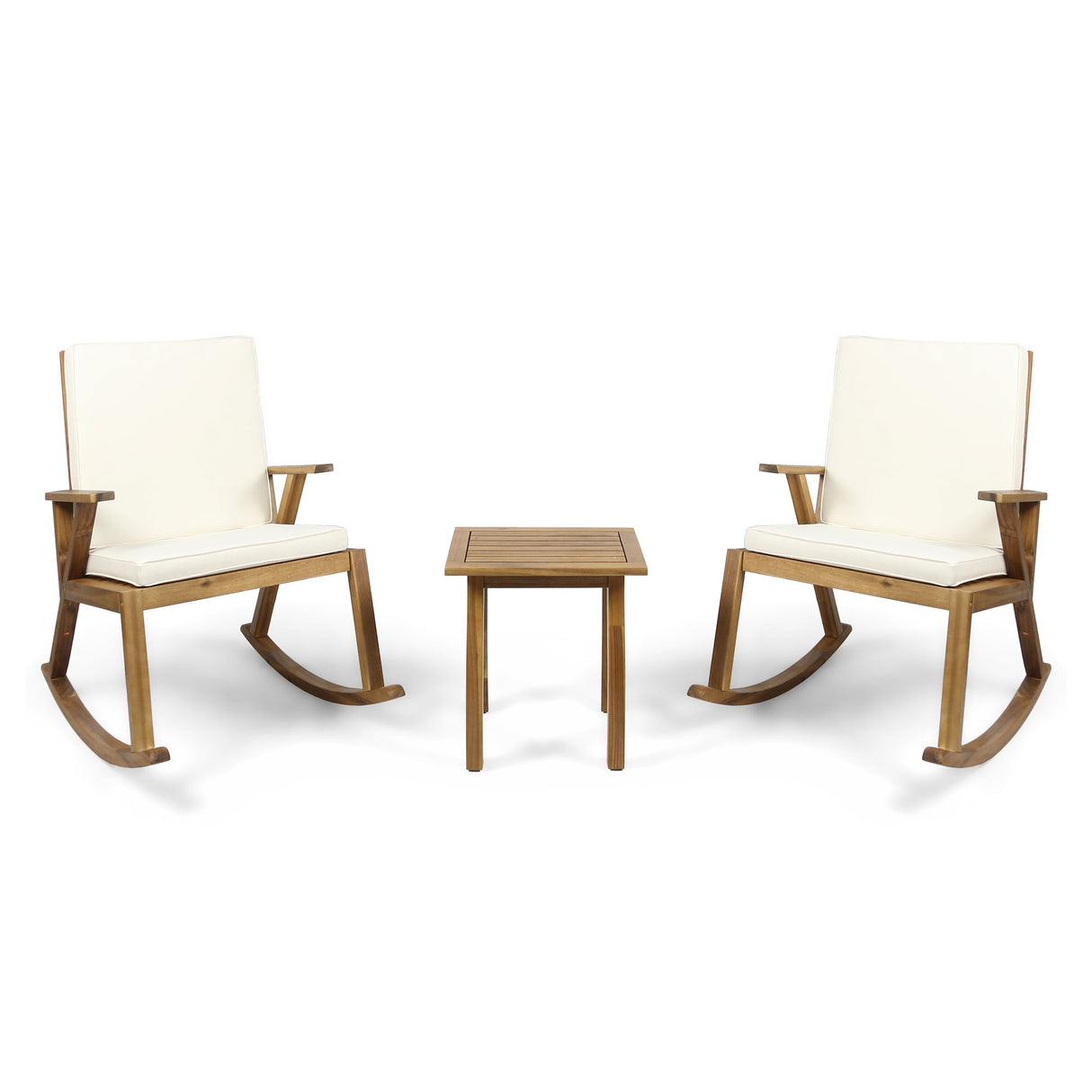 Champlain Acacia 3-piece Outdoor Rocking Chair Chat Set by Christopher Knight Home
