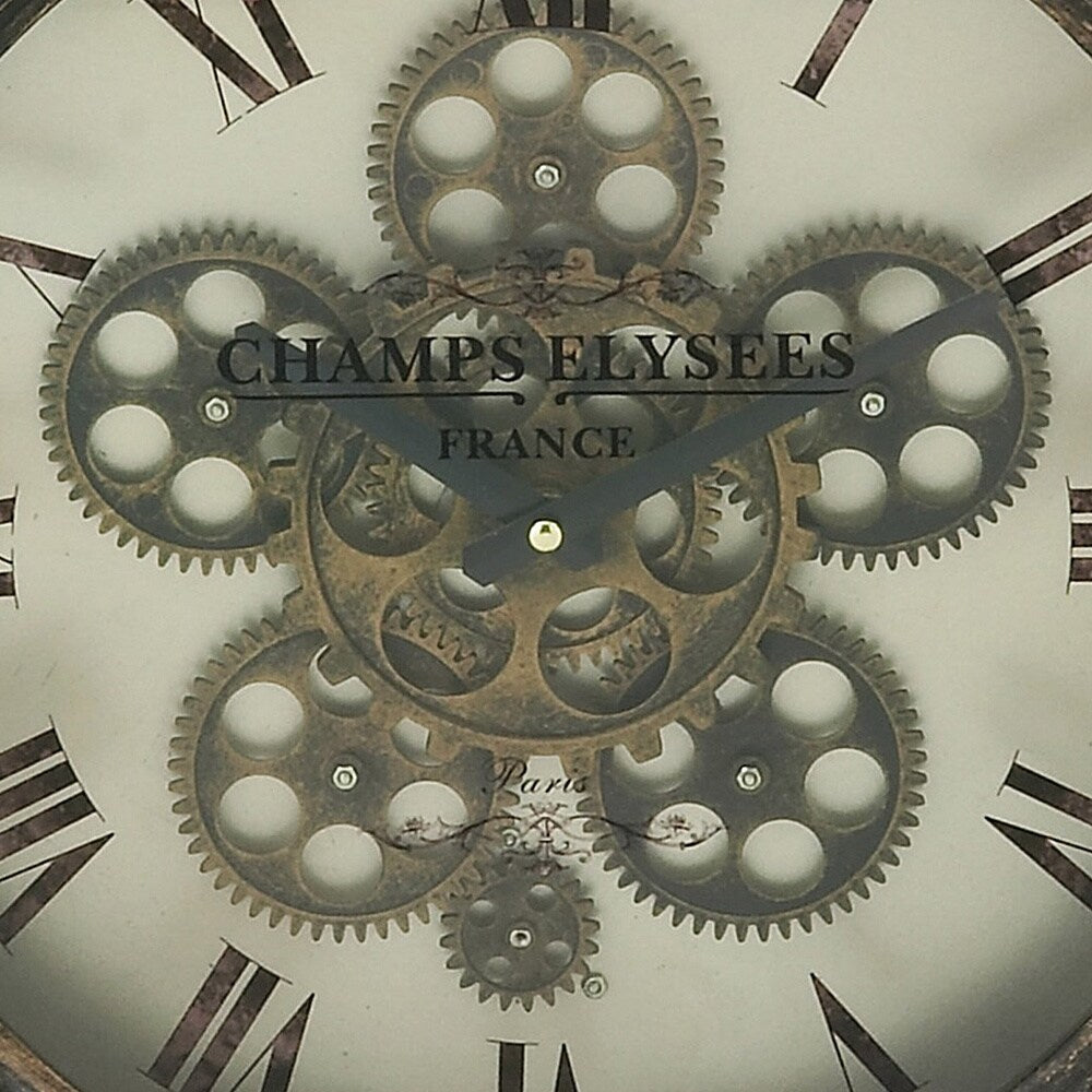 Champs Elysees France 18-inch Industrial Gear Round Table Clock