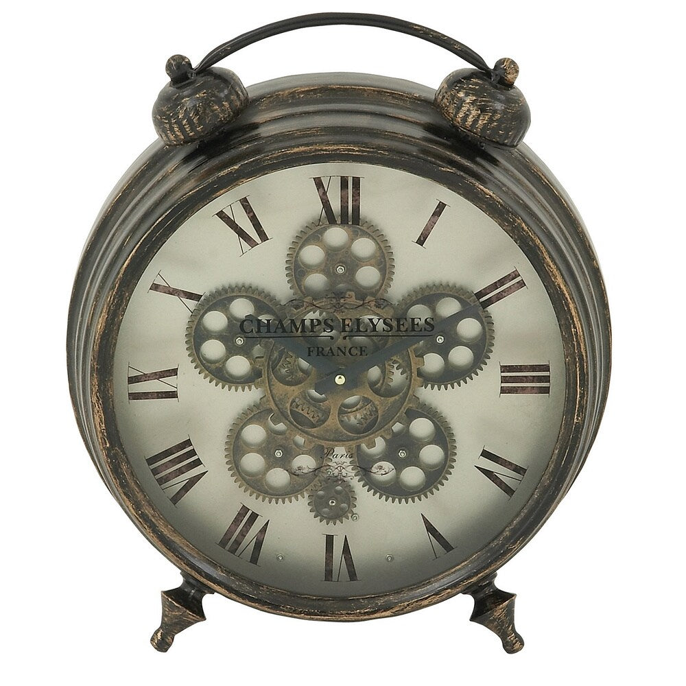 Champs Elysees France 18-inch Industrial Gear Round Table Clock