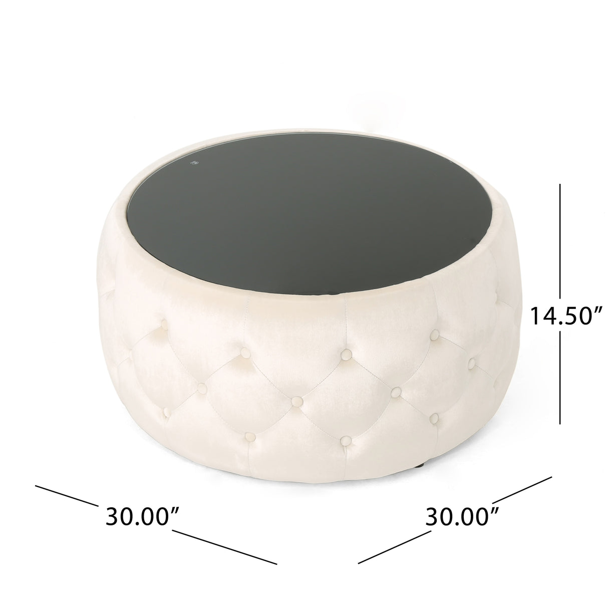 Chana Glam Velvet and Tempered Glass Coffee Table Ottoman by Christopher Knight Home