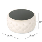 Chana Glam Velvet and Tempered Glass Coffee Table Ottoman by Christopher Knight Home