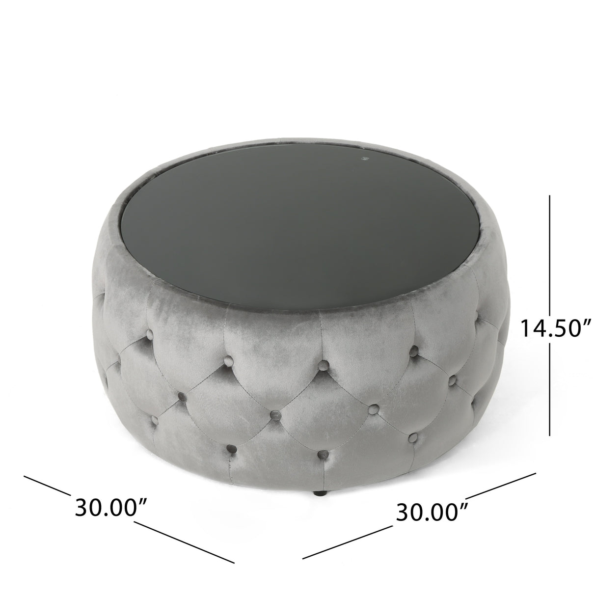 Chana Glam Velvet and Tempered Glass Coffee Table Ottoman by Christopher Knight Home