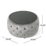 Chana Glam Velvet and Tempered Glass Coffee Table Ottoman by Christopher Knight Home