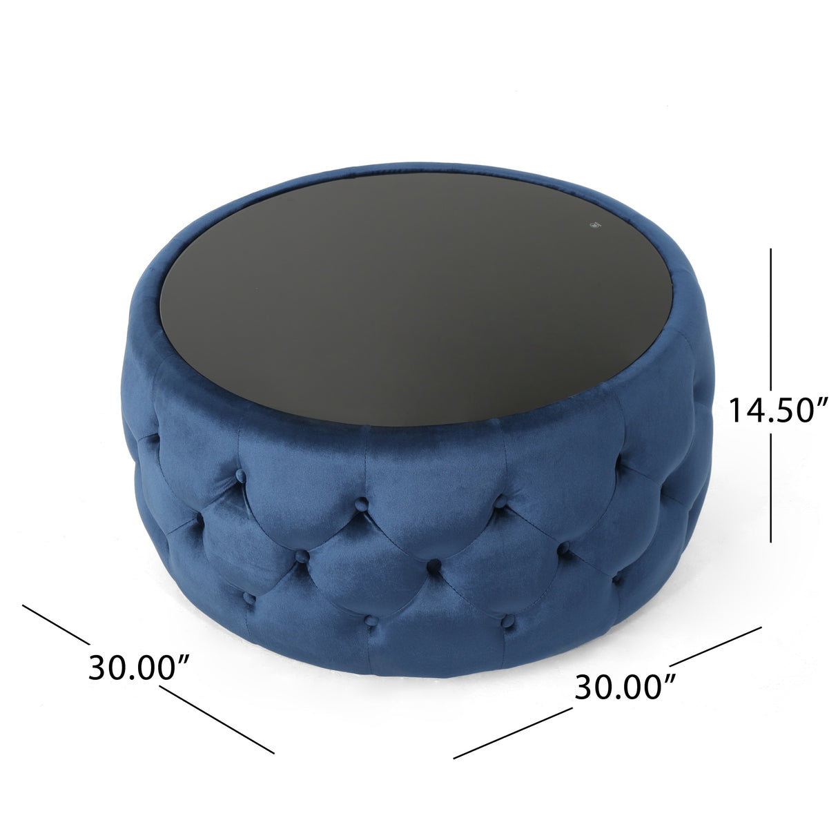 Chana Glam Velvet and Tempered Glass Coffee Table Ottoman by Christopher Knight Home