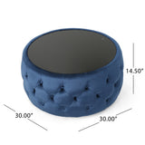 Chana Glam Velvet and Tempered Glass Coffee Table Ottoman by Christopher Knight Home