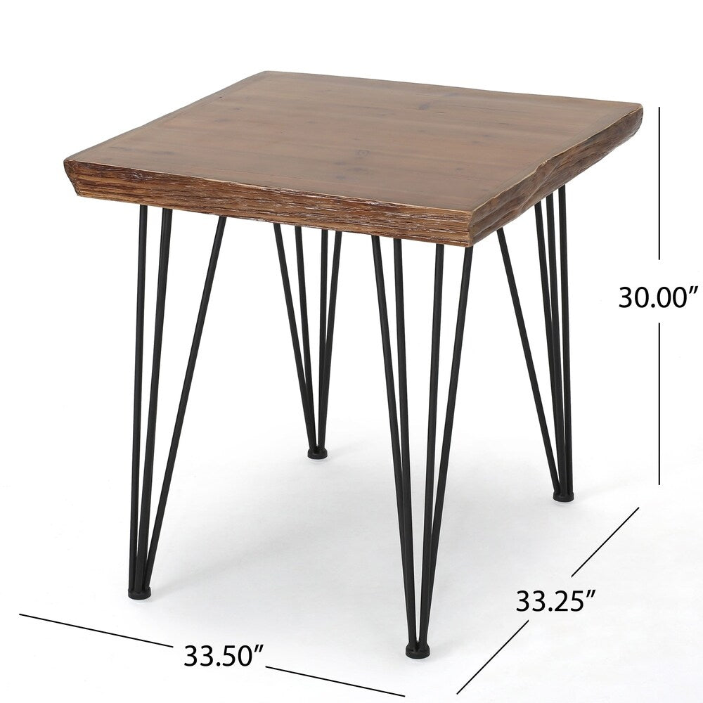 Chana Industrial Faux Live Edge Square Dining Table by Christopher Knight Home - natural + black