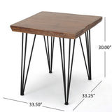 Chana Industrial Faux Live Edge Square Dining Table by Christopher Knight Home - natural + black