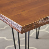 Chana Industrial Faux Live Edge Square Dining Table by Christopher Knight Home - natural + black