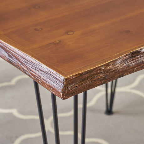 Chana Industrial Faux Live Edge Square Dining Table by Christopher Knight Home - natural + black