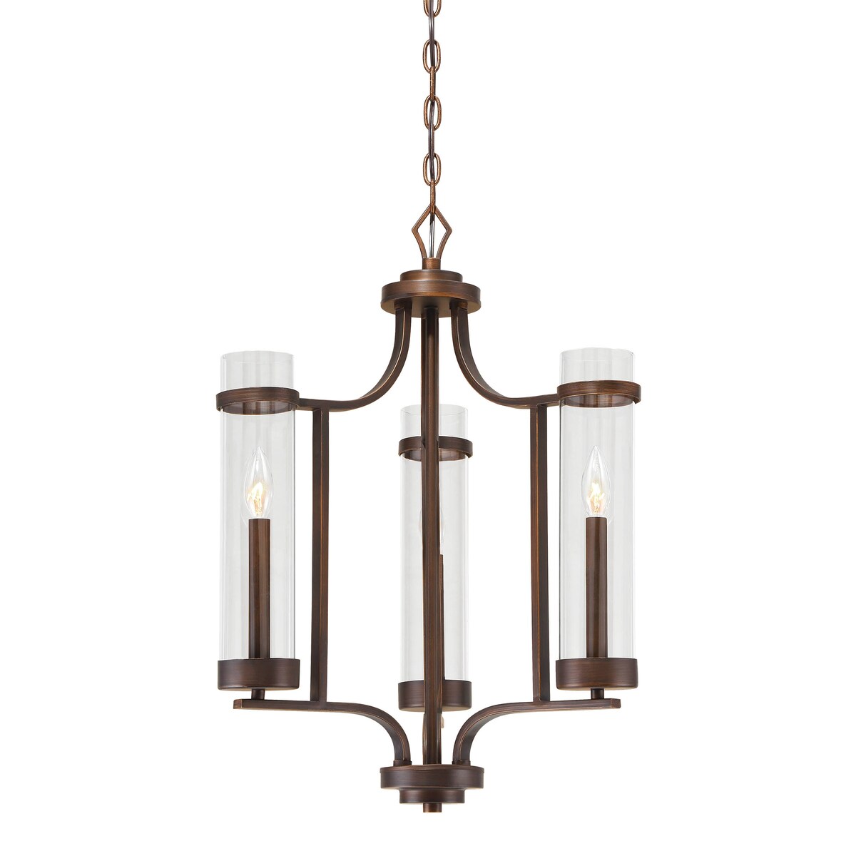 Millennium Lighting Milan Metal 3 Light Chandelier with Clear Beveled Shades