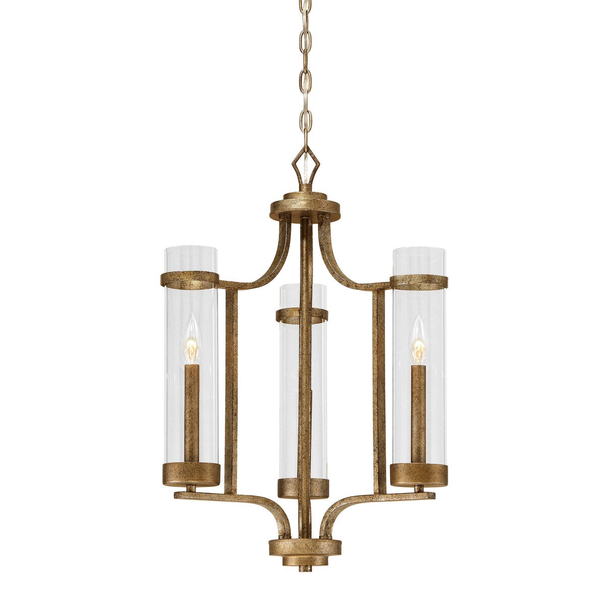 Millennium Lighting Milan Metal 3 Light Chandelier with Clear Beveled Shades