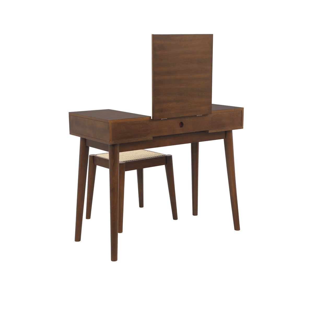 Chantal Wood 2 Cane Drawer Vanity with Stool